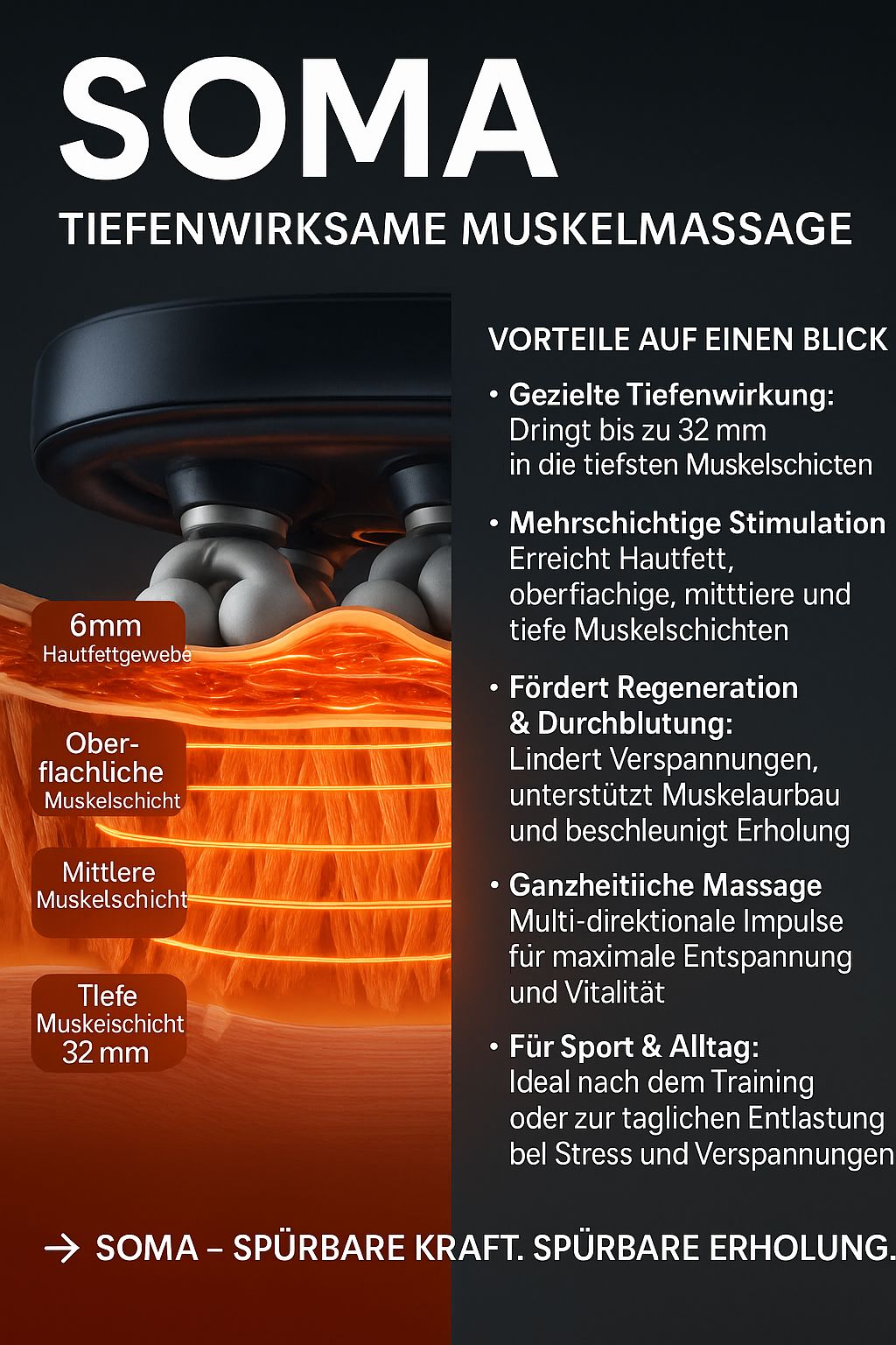 SOMA - 12 Faszienkopf- Massagegerät