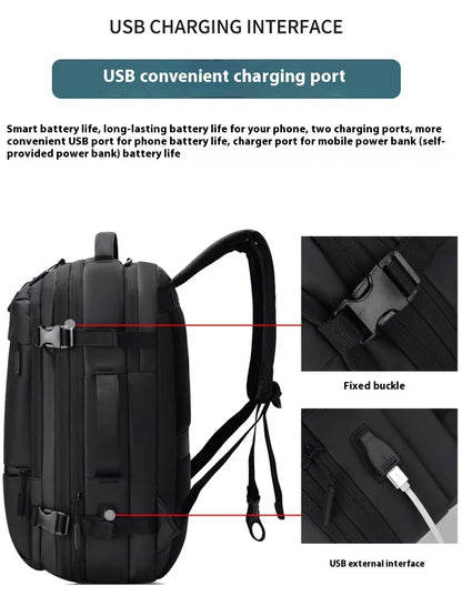 XOKY Großer Reiserucksack Business 17,3-Zoll-Laptop Erweiterbarer Rucksack mit Diebstahlsicherung 2303