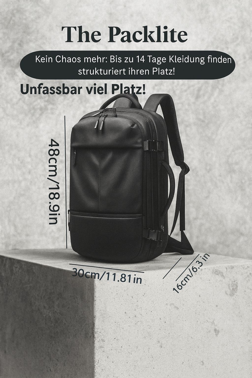Packlite - Großer Reiserucksack Business 17,3-Zoll-Laptop Erweiterbarer Rucksack mit Diebstahlsicherung